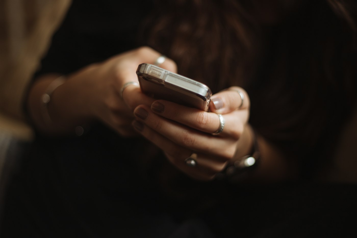 Customer chatting on a smartphone