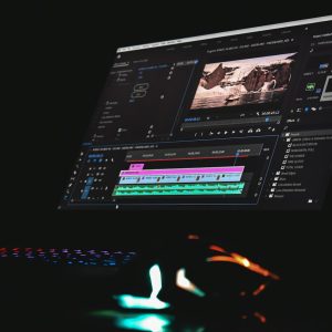 Video editing software on a monitor