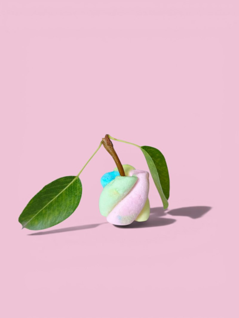 Square product visual on pastel background